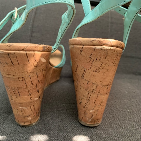 American Eagle mint cork wedges heels size 8 - Picture 4 of 7
